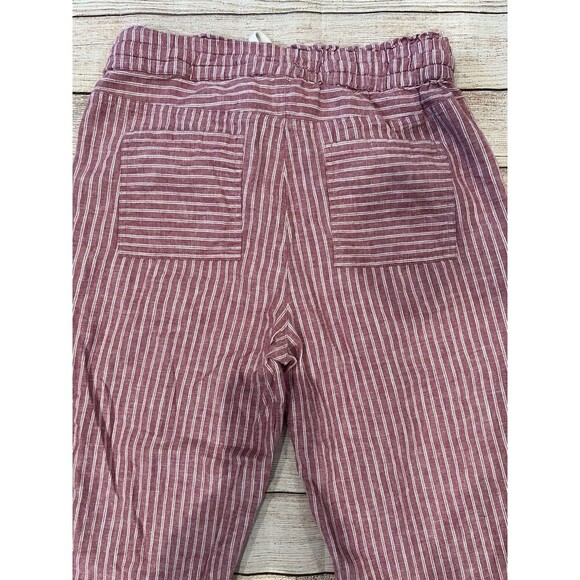 Vince Camuto Red Striped Drawstring Waist Linen Cotton Blend Pants size Small - Picture 4 of 6